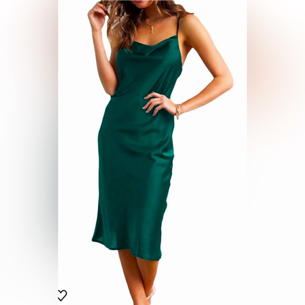 NWT Women's Sleeveless Spaghetti Strap Satin Dress